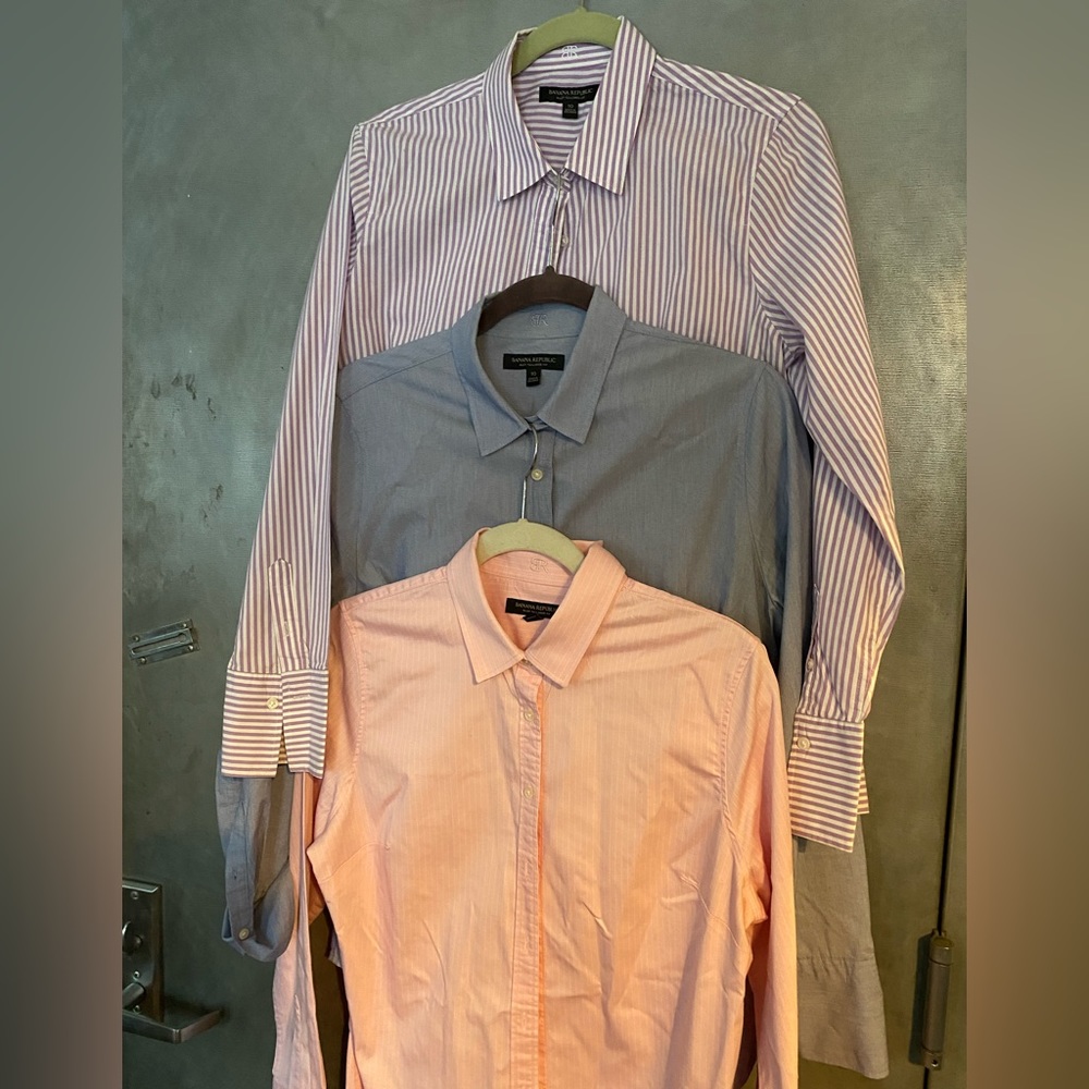 Three Banana Republic cotton long sleeved shirts, size 10